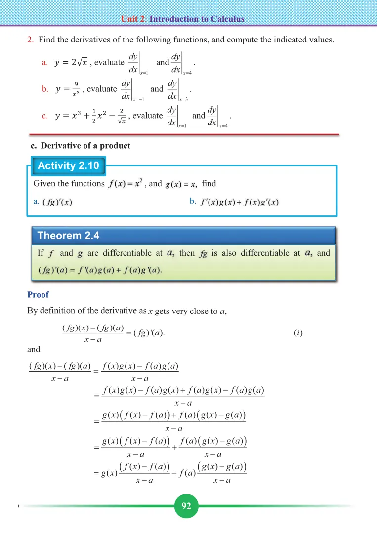 Calculus Grade Level Grade 12 Maths Unit 2 Introduction to Calculus Textbook | Atenu