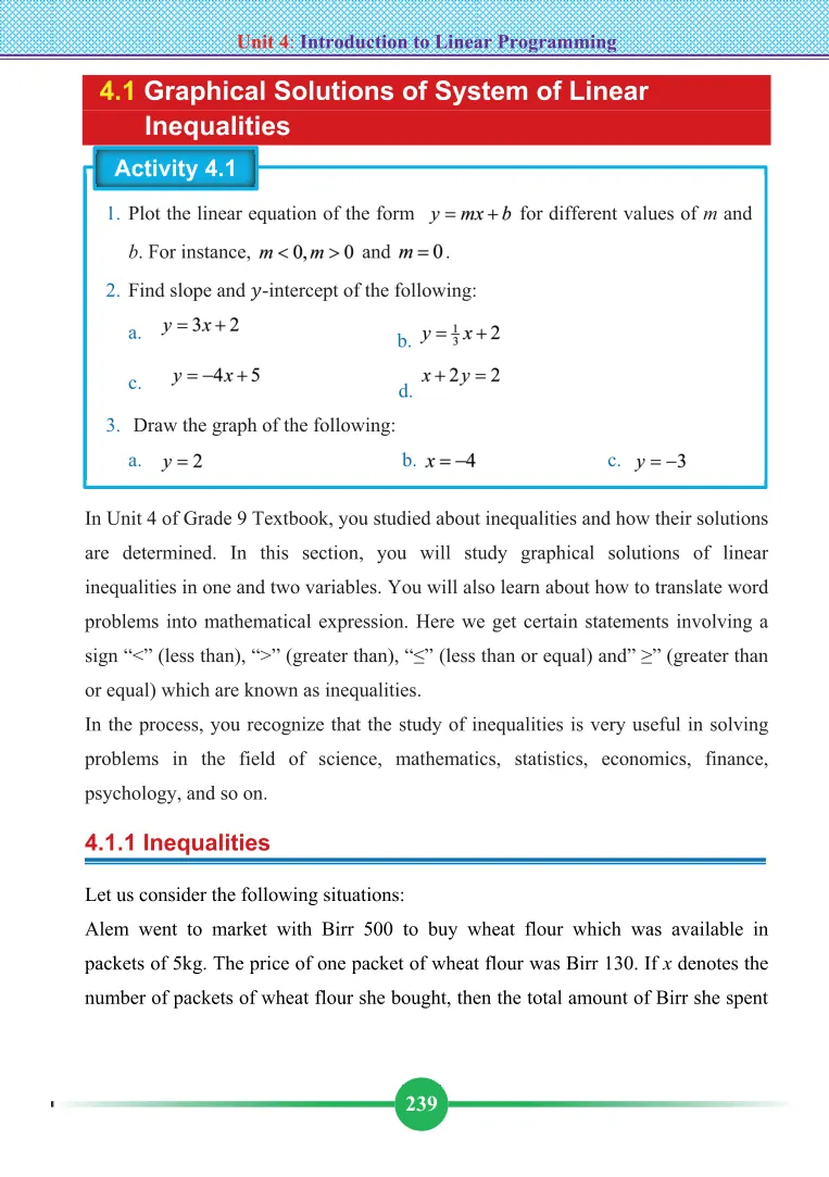 Grade 12 Maths Unit 4 Linear Programming | Atenu